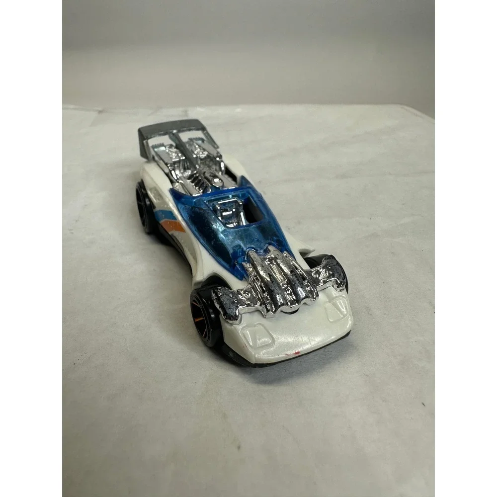 Hot Wheels Flathead Fury White‎ Blue Orange Race Car Toy Diecast Metal